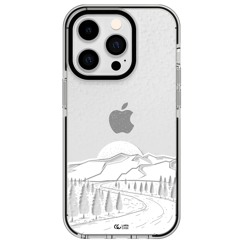 Winter Night Apple iPhone 14 pro impact black border Case
