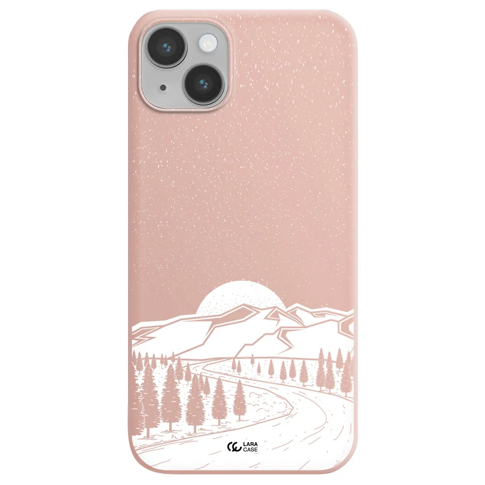 Winter Night Apple iPhone 14 Silicone pastel pink Case