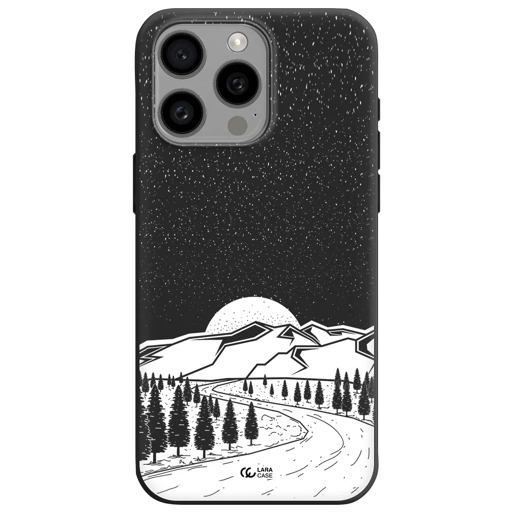 Winter Night Apple Iphone 15 Pro max Silicone black Case