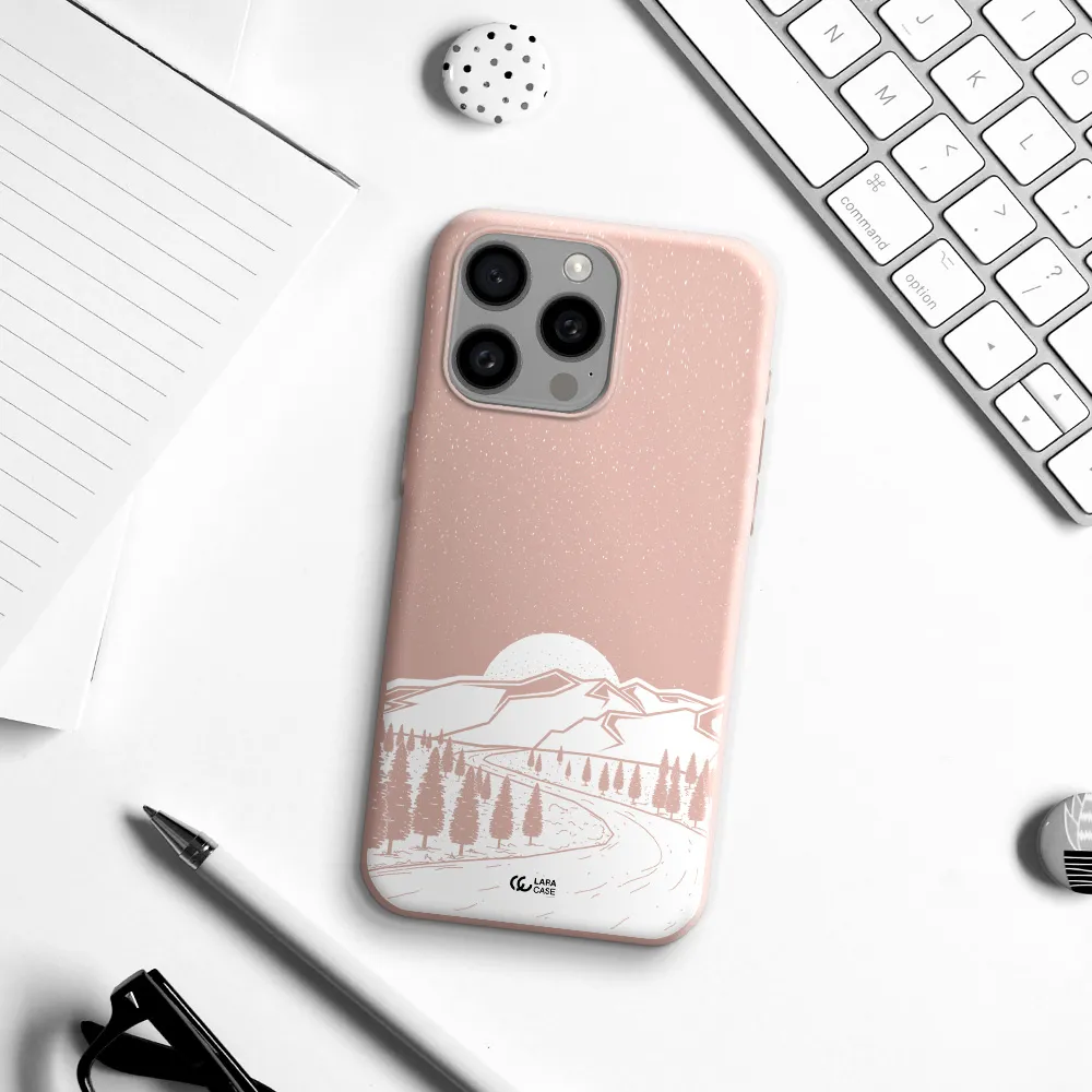 Winter Night Apple Iphone 15 Pro max Silicone pastel pink Case