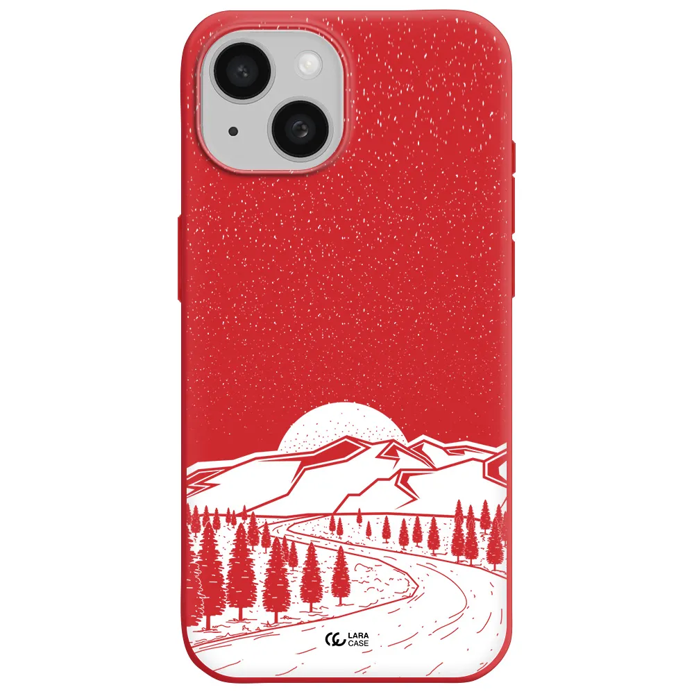 Winter Night Apple Iphone 15 Silicone Imperial Red Case
