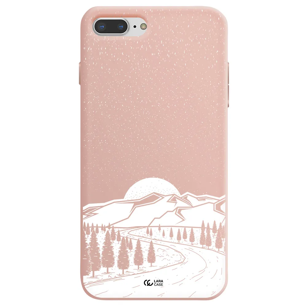 Winter Night Apple iPhone 8 plus Silicone pastel pink Case
