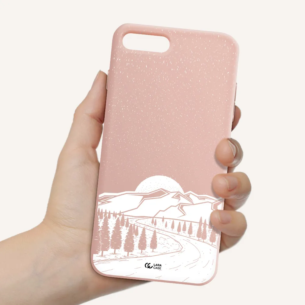 Winter Night Apple iPhone 8 plus Silicone pastel pink Case