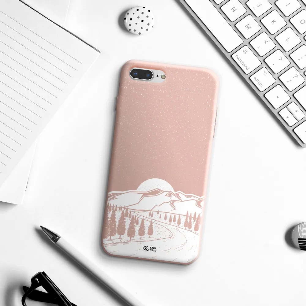 Winter Night Apple iPhone 8 plus Silicone pastel pink Case