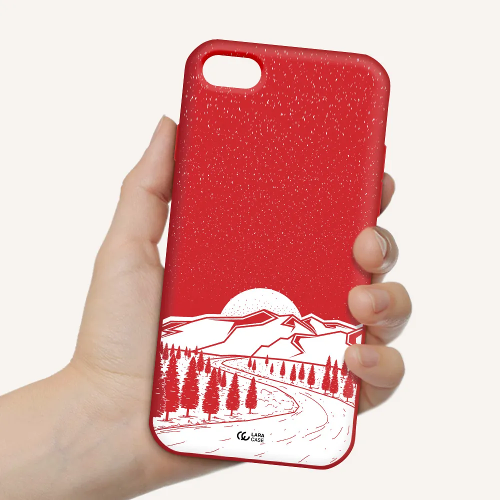 Winter Night Apple iPhone 8 Silicone Imperial Red Case