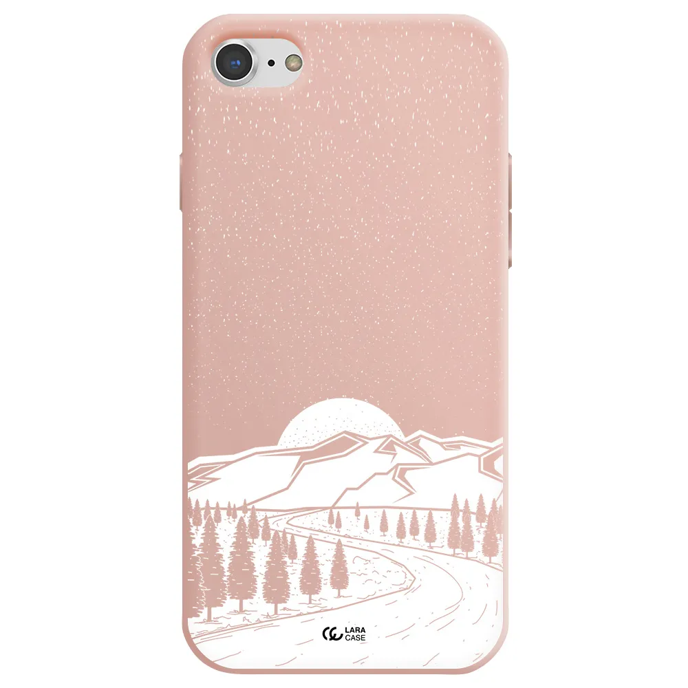 Winter Night Apple iPhone 8 Silicone pastel pink Case