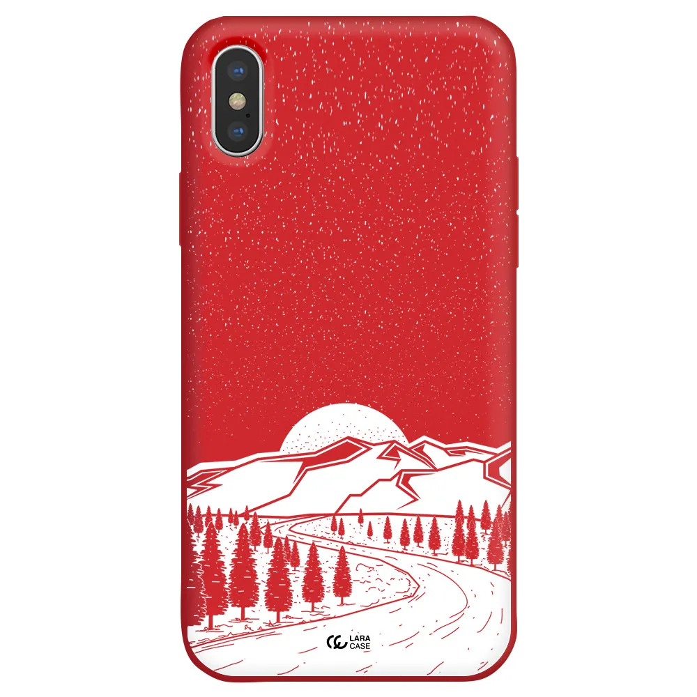 Winter Night Apple iPhone X Silicone Imperial Red Case