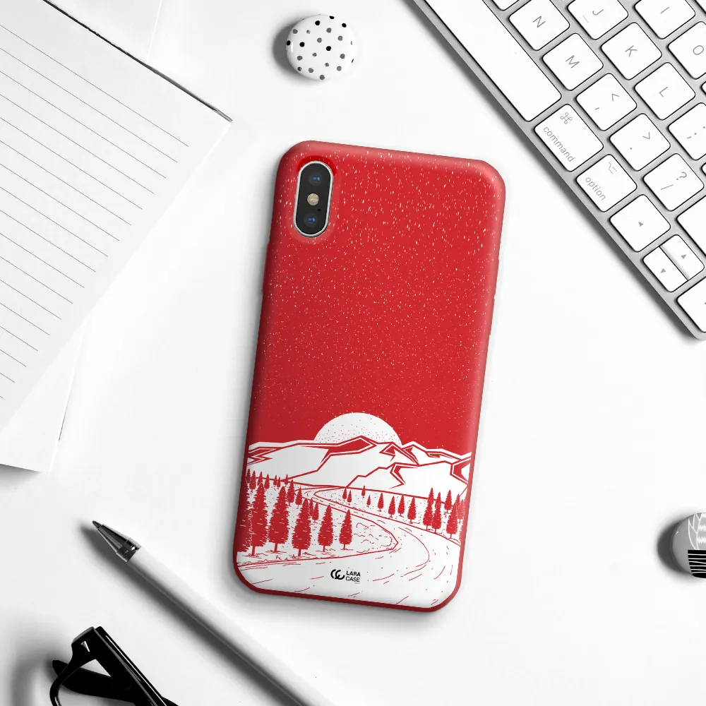 Winter Night Apple iPhone X Silicone Imperial Red Case
