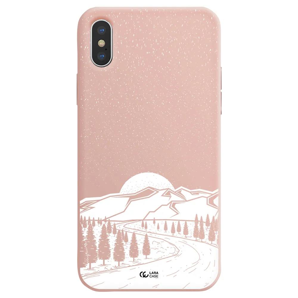 Winter Night Apple iPhone X Silicone pastel pink Case
