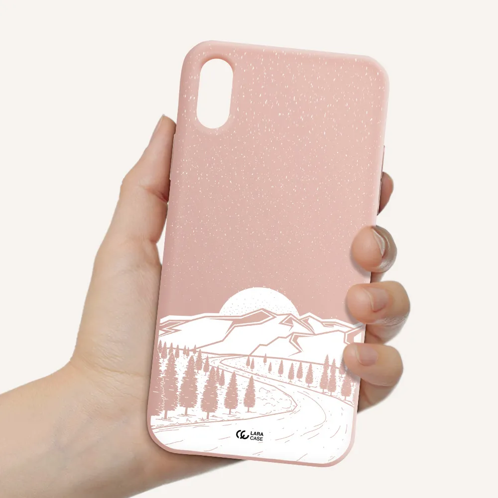 Winter Night Apple iPhone X Silicone pastel pink Case