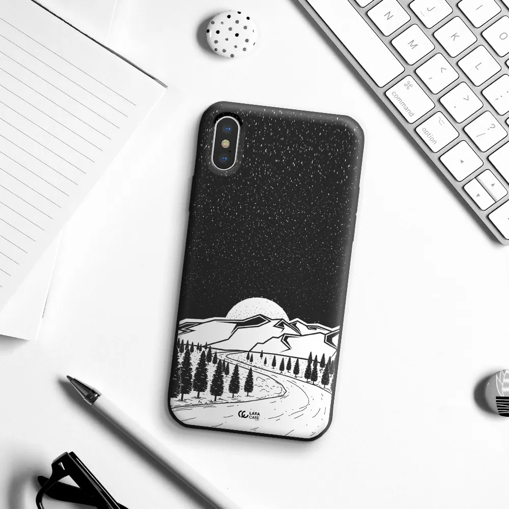 Winter Night Apple iPhone XS Silicone black Case