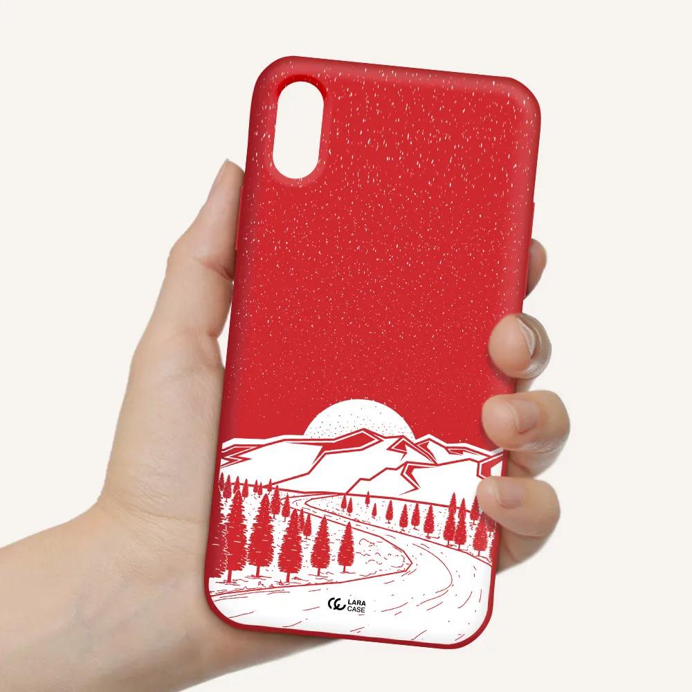 Winter Night Apple iPhone XS Silicone Imperial Red Case