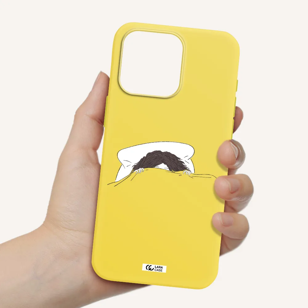 Do Not Wake Me Up Apple Iphone 15 Pro max Silicone canary yellow Case