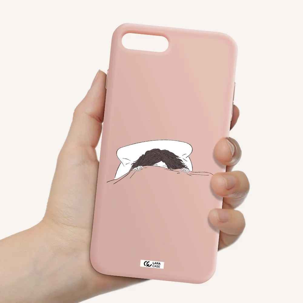 Do Not Wake Me Up Apple iPhone 8 plus Silicone pastel pink Case