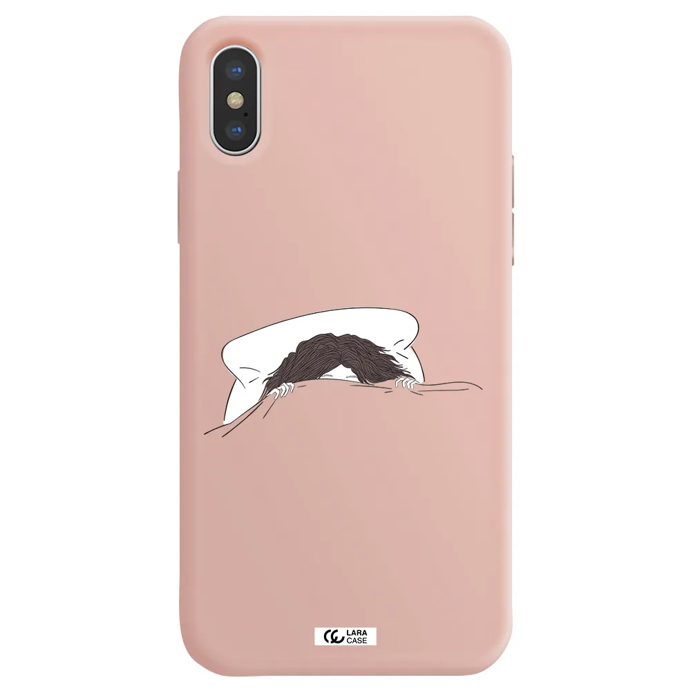 Do Not Wake Me Up Apple iPhone X Silicone pastel pink Case