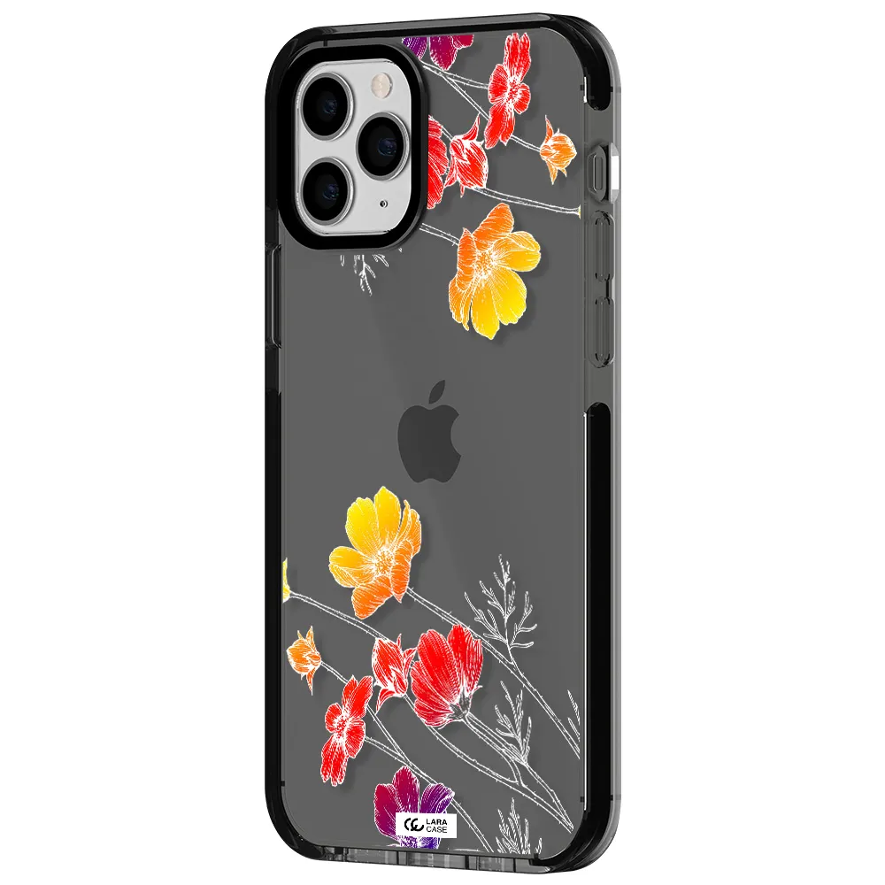 Hibiscus Flower Apple iPhone 11 pro max impact Smoke Black Case