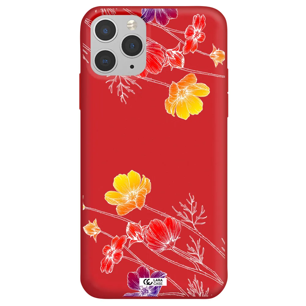 Hibiscus Flower Apple iPhone 11 pro max Silicone Imperial Red Case