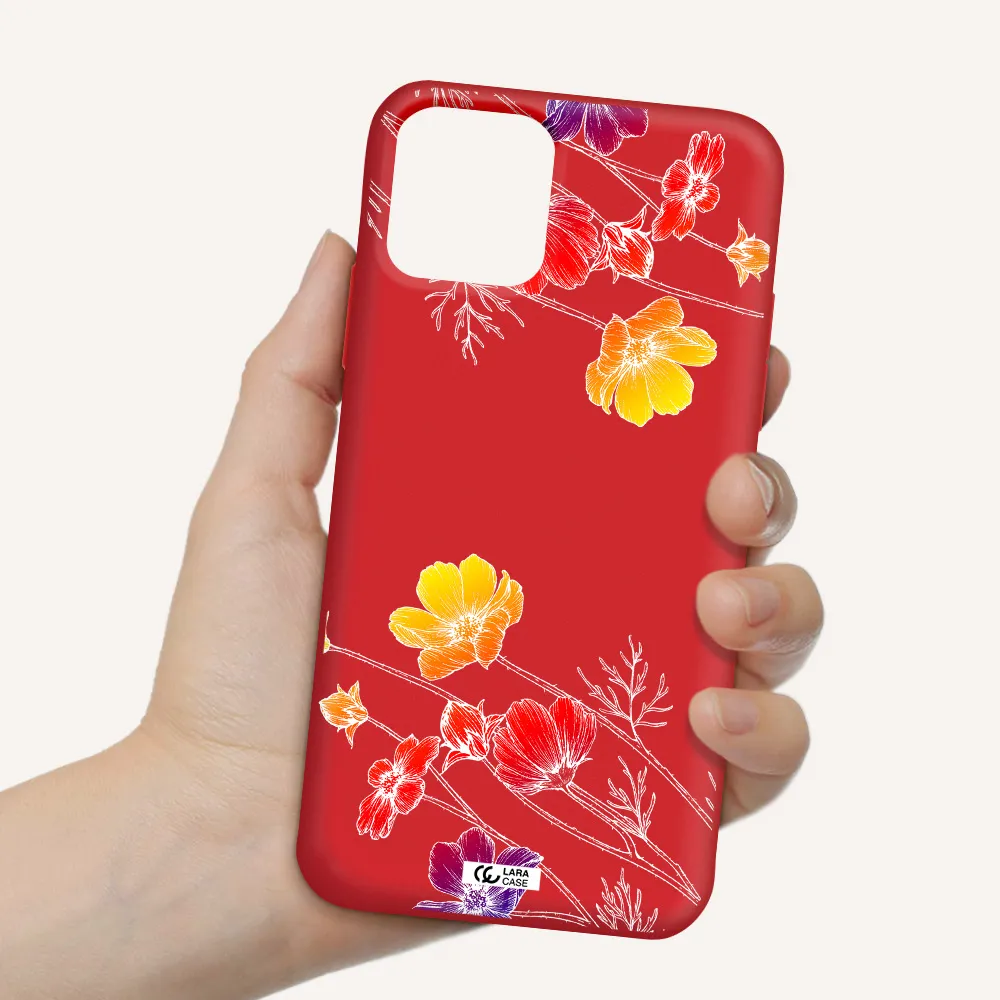 Hibiscus Flower Apple iPhone 11 pro max Silicone Imperial Red Case