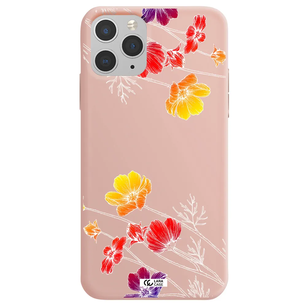 Hibiscus Flower Apple iPhone 11 pro max Silicone pastel pink Case