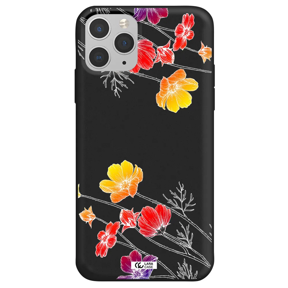 Hibiscus Flower Apple iPhone 11 pro Silicone black Case
