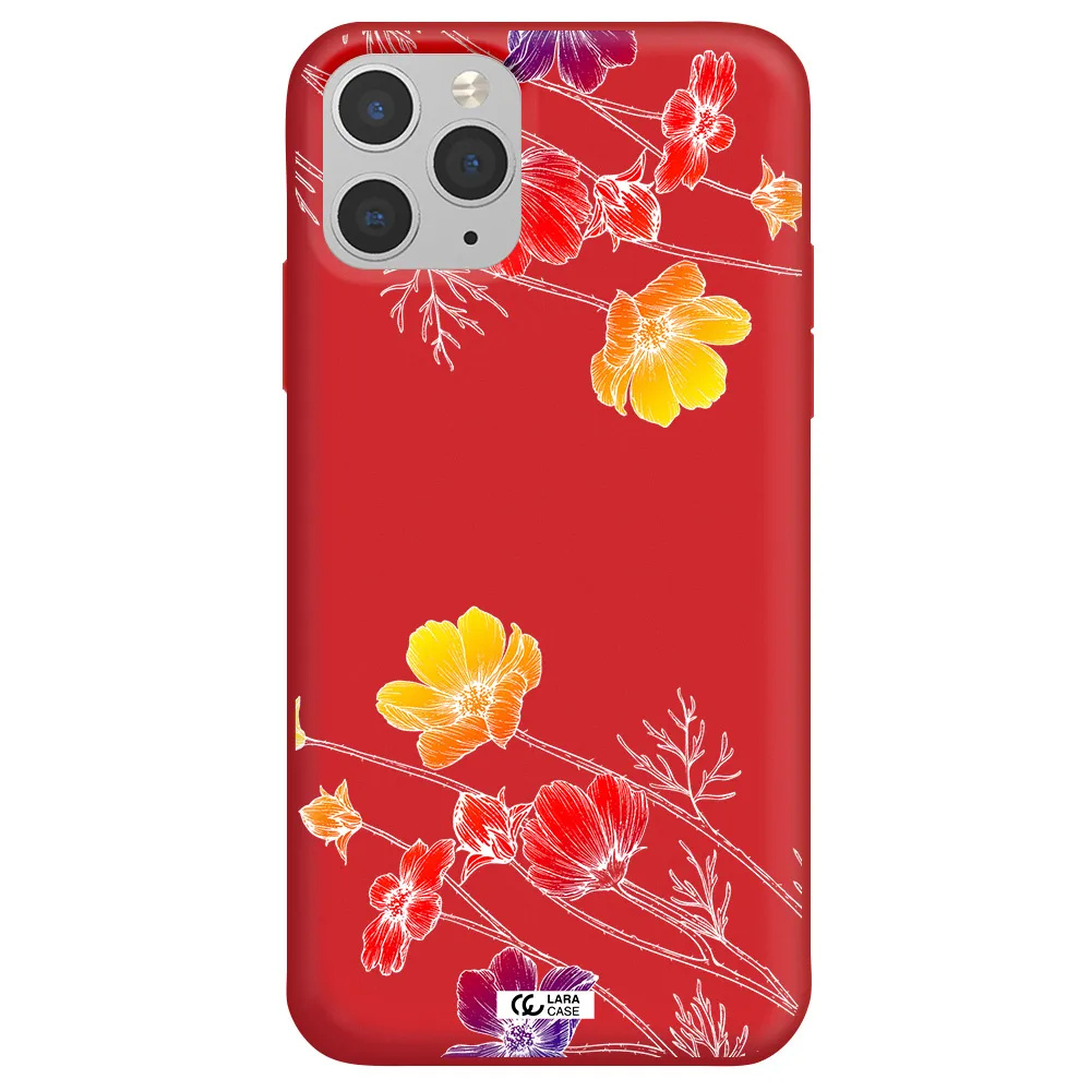 Hibiscus Flower Apple iPhone 11 pro Silicone Imperial Red Case
