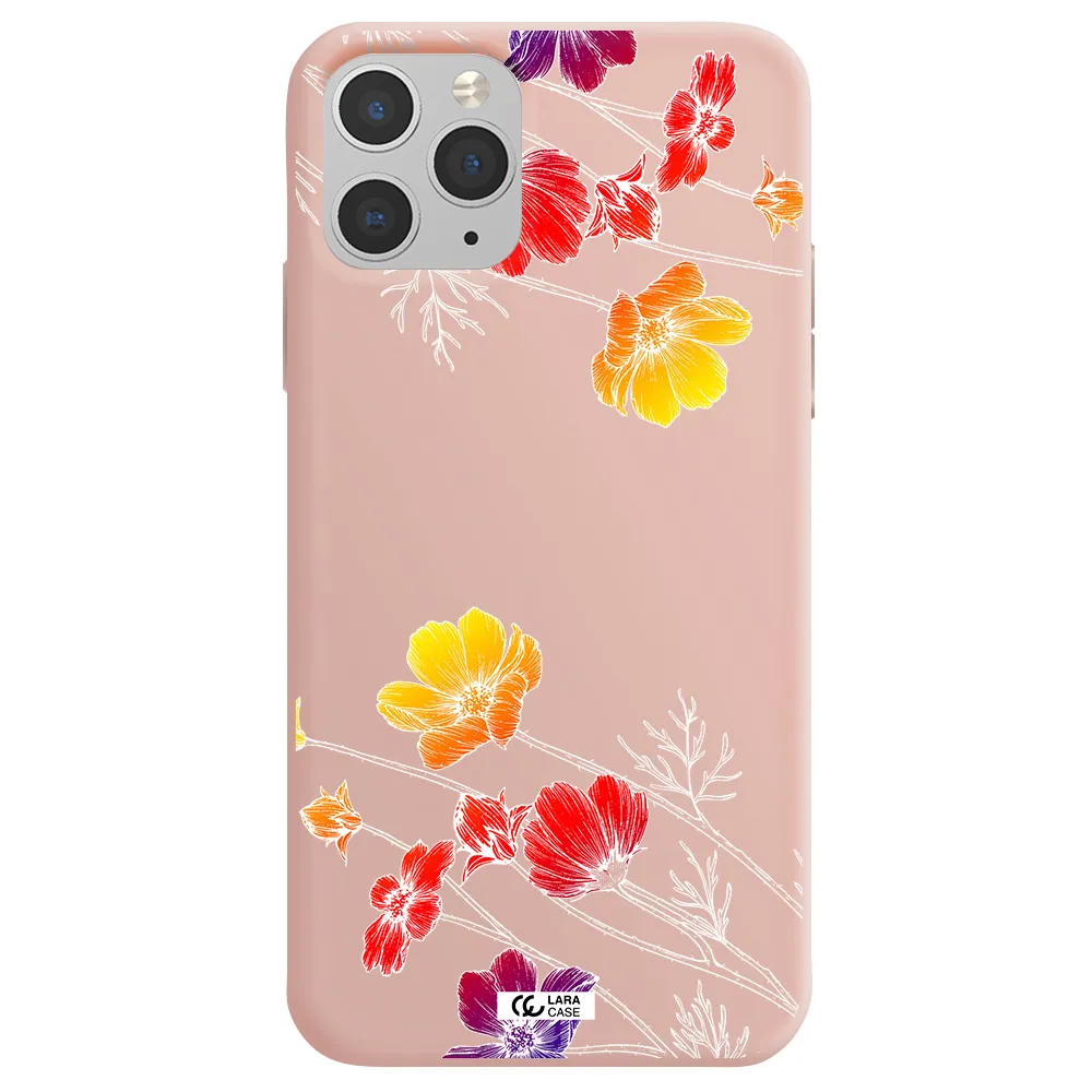 Hibiscus Flower Apple iPhone 11 pro Silicone pastel pink Case
