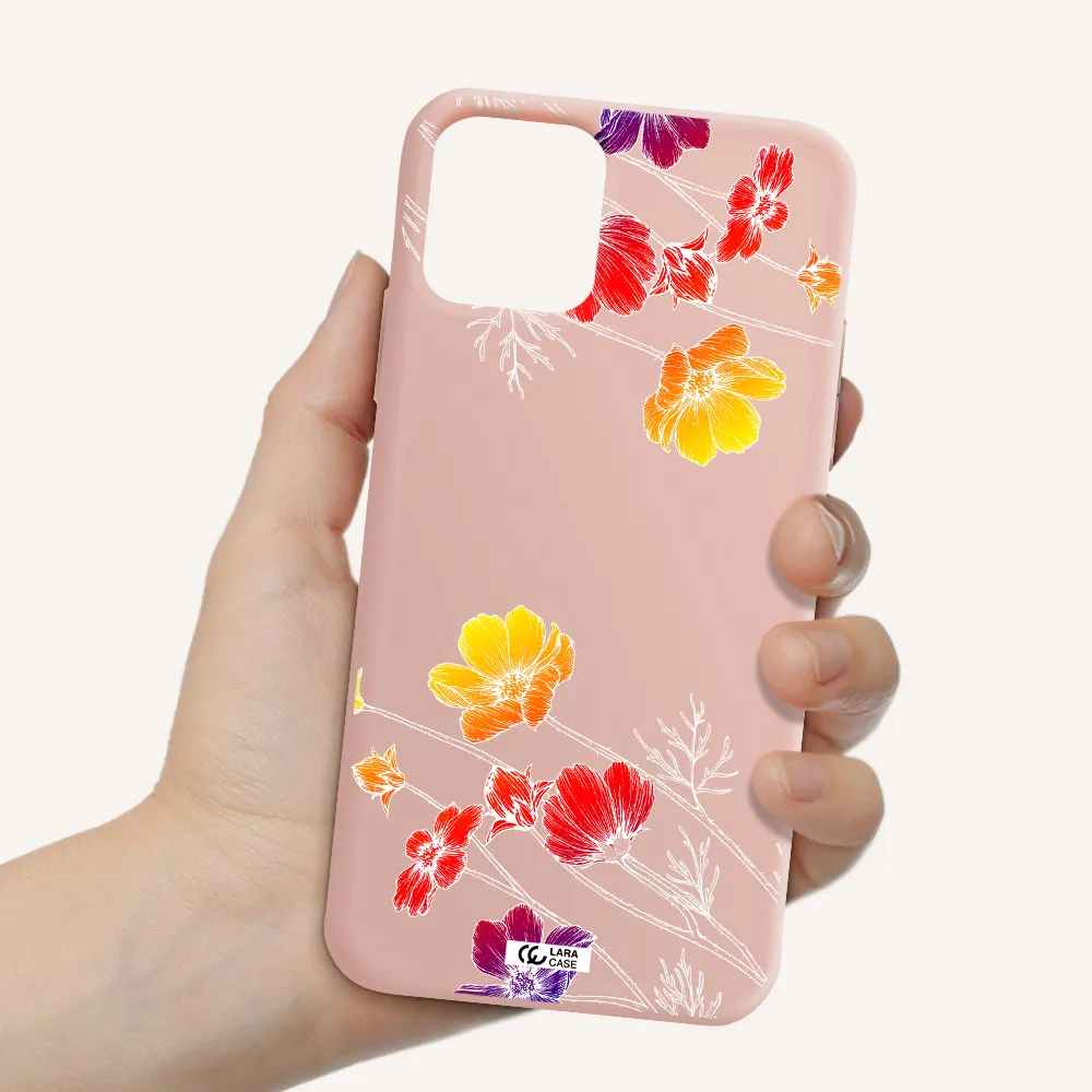 Hibiscus Flower Apple iPhone 11 pro Silicone pastel pink Case