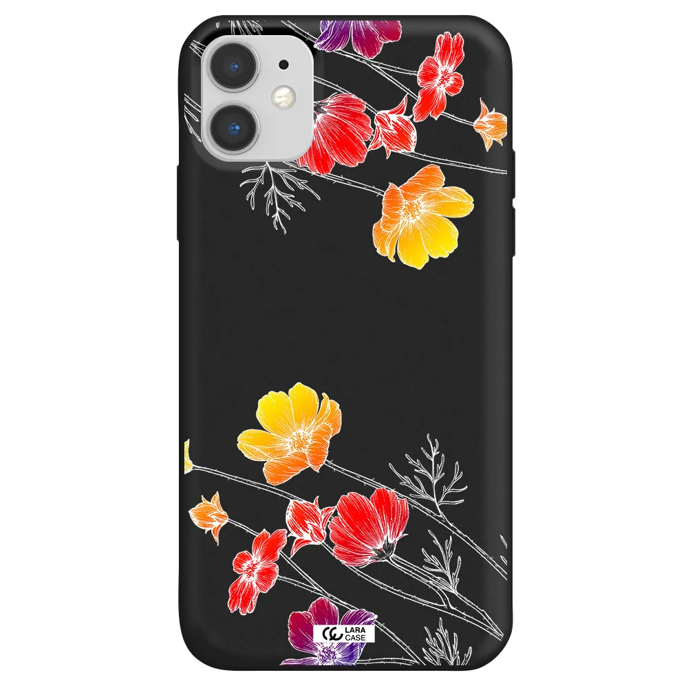 Hibiscus Flower Apple iPhone 11 Silicone black Case