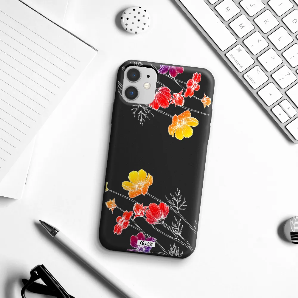 Hibiscus Flower Apple iPhone 11 Silicone black Case