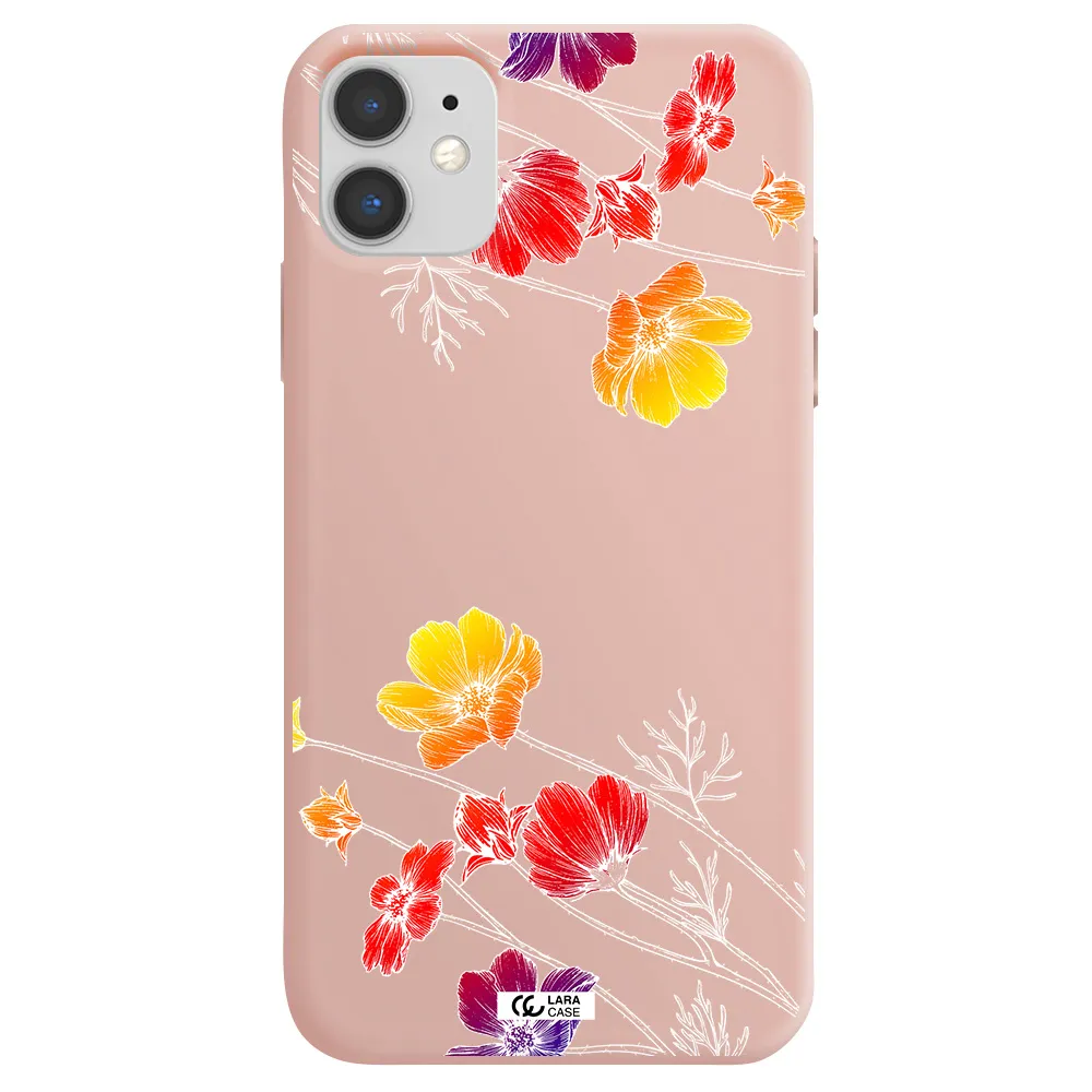 Hibiscus Flower Apple iPhone 11 Silicone pastel pink Case