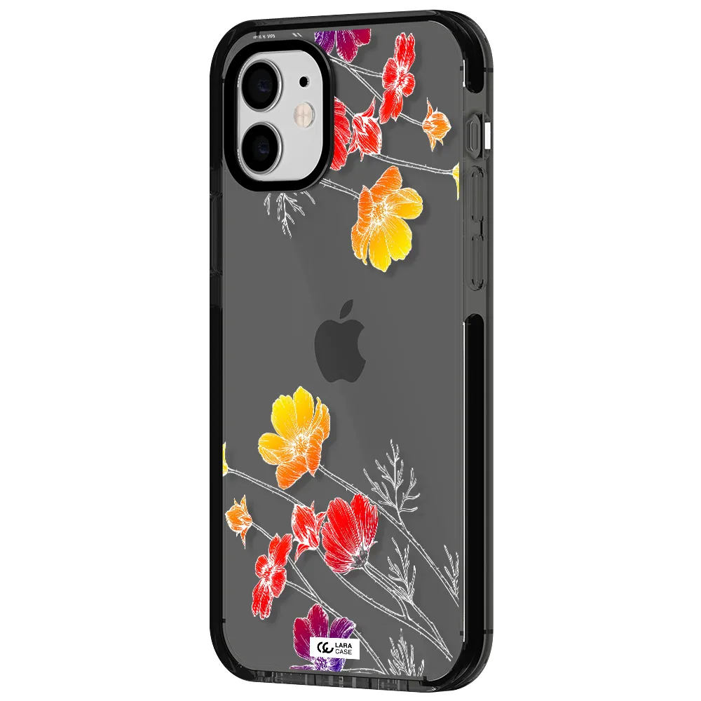 Hibiscus Flower Apple iPhone 12 impact Smoke Black Case