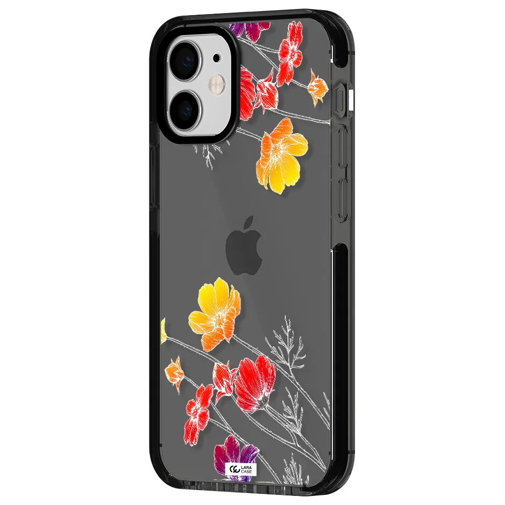 Hibiscus Flower Apple iPhone 12 mini impact Smoke Black Case