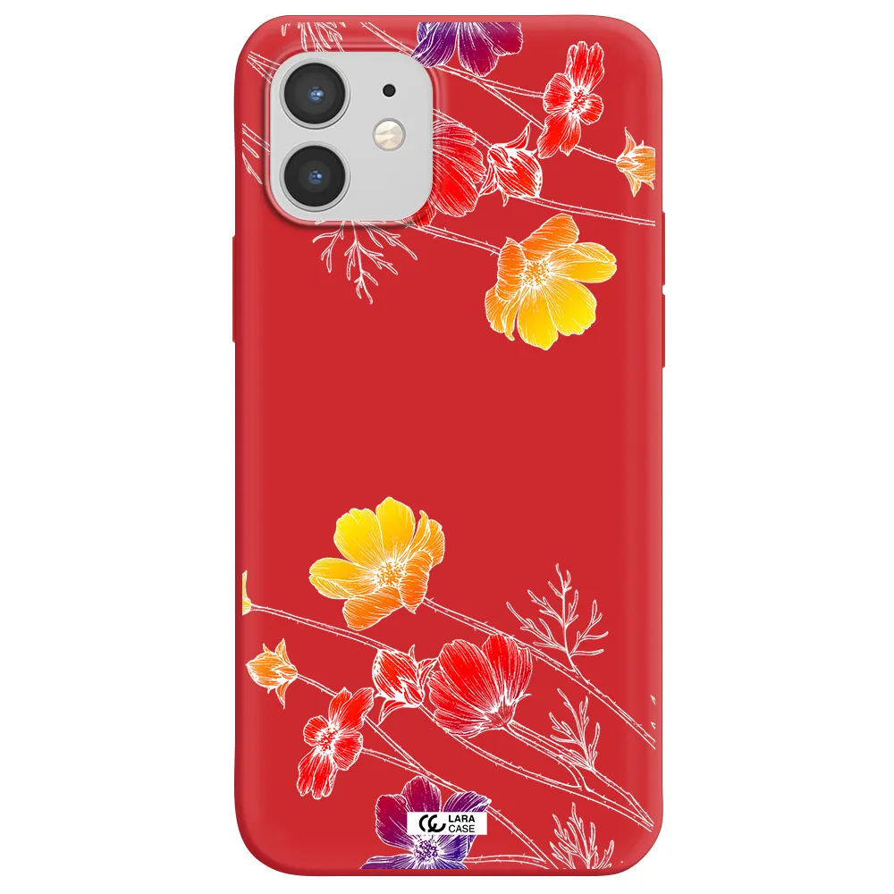 Hibiscus Flower Apple iPhone 12 mini Silicone Imperial Red Case