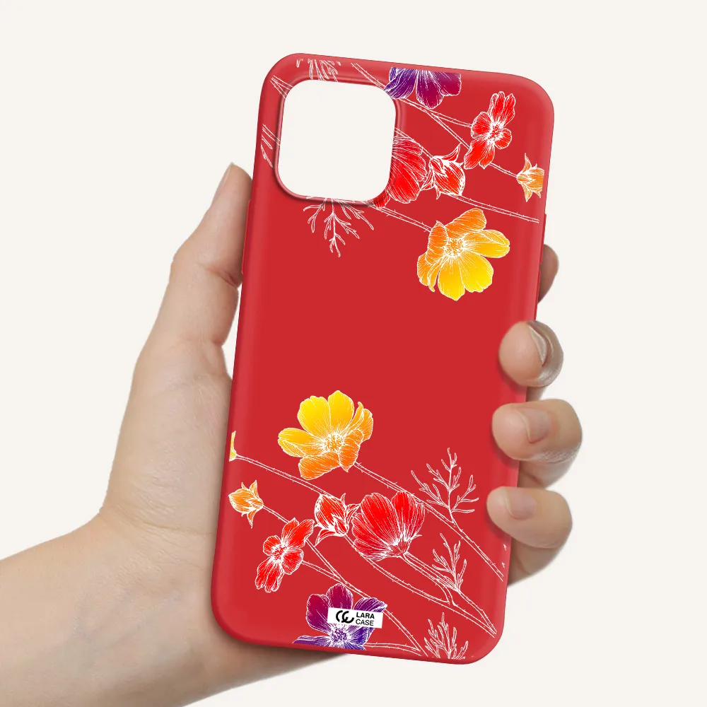 Hibiscus Flower Apple iPhone 12 mini Silicone Imperial Red Case