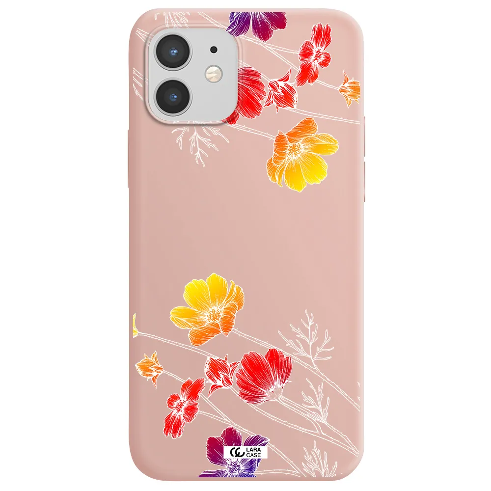 Hibiscus Flower Apple iPhone 12 mini Silicone pastel pink Case