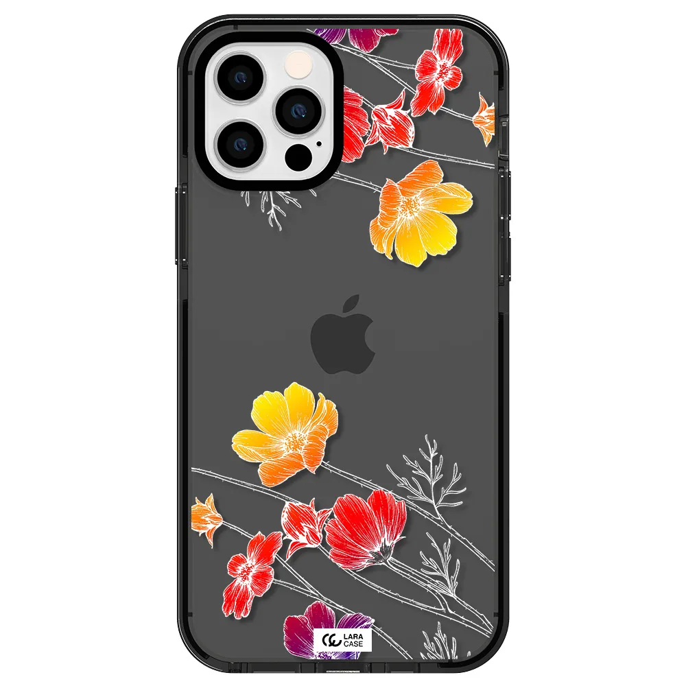 Hibiscus Flower Apple iPhone 12 pro impact Smoke Black Case