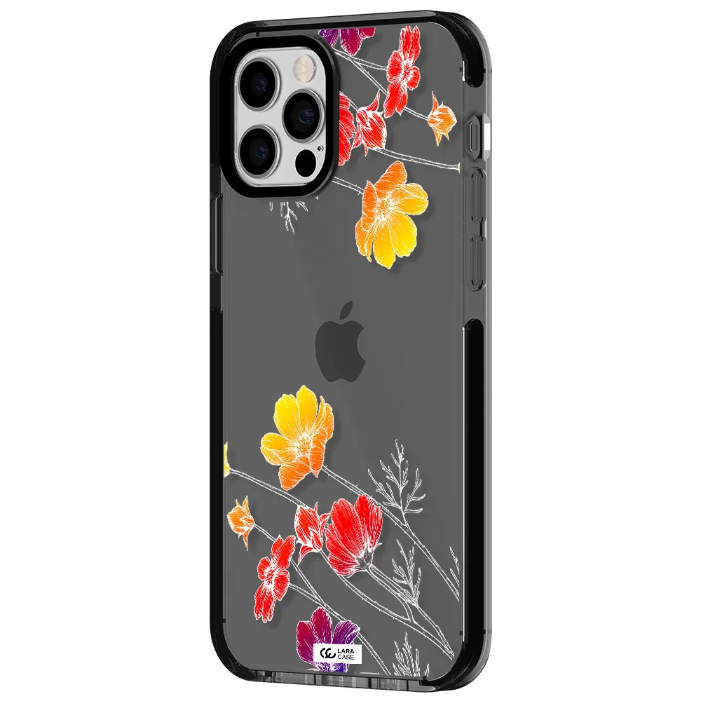 Hibiscus Flower Apple iPhone 12 pro impact Smoke Black Case