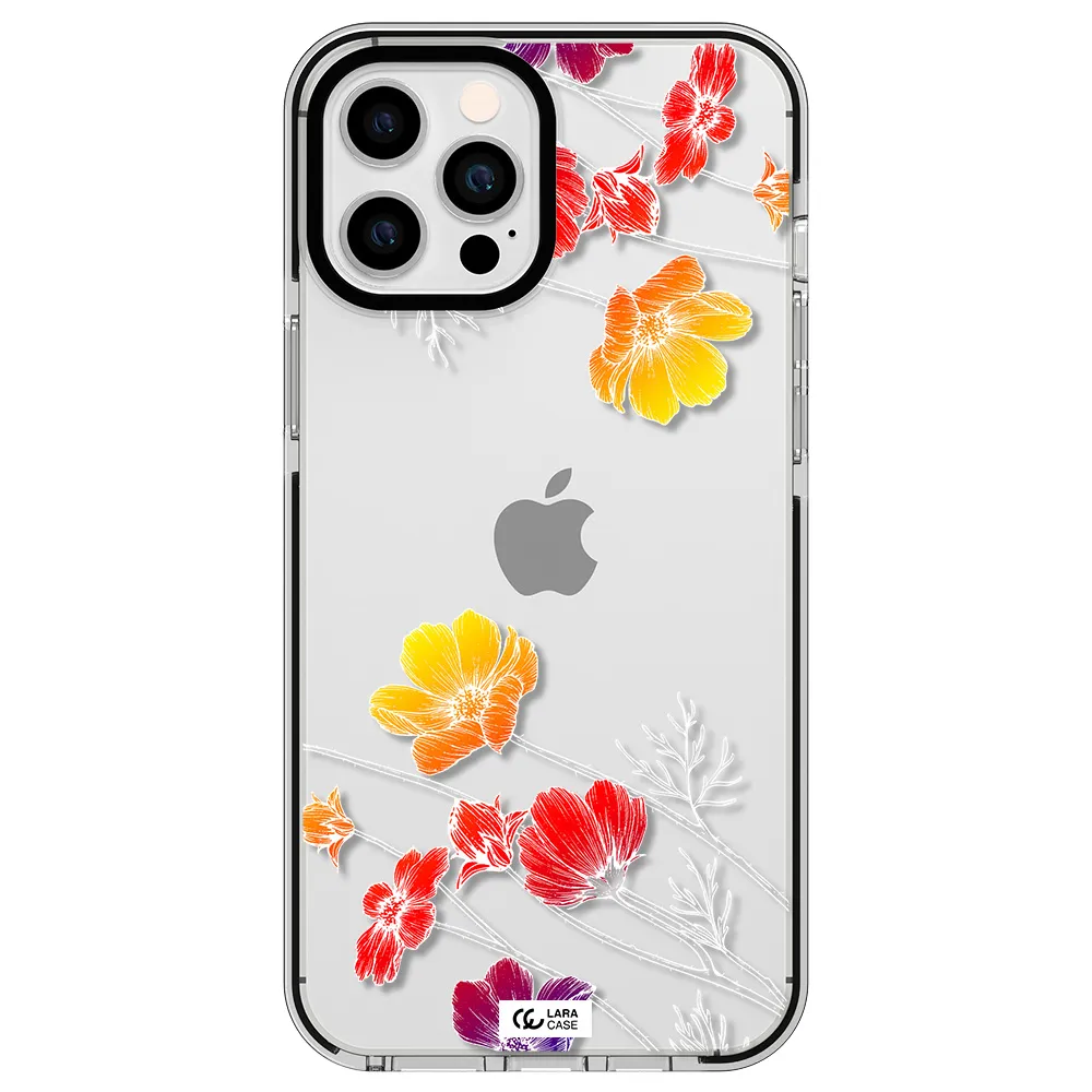 Hibiscus Flower Apple iPhone 12 pro max impact black border Case