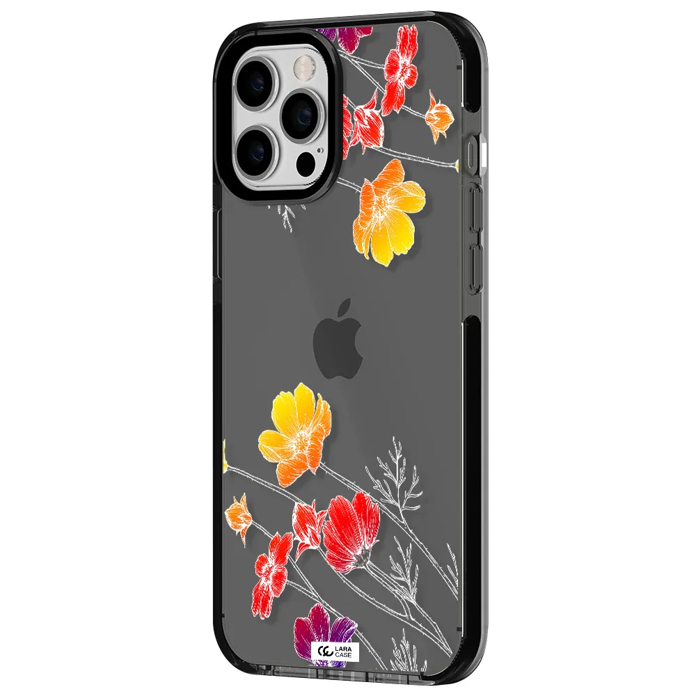 Hibiscus Flower Apple iPhone 12 pro max impact Smoke Black Case