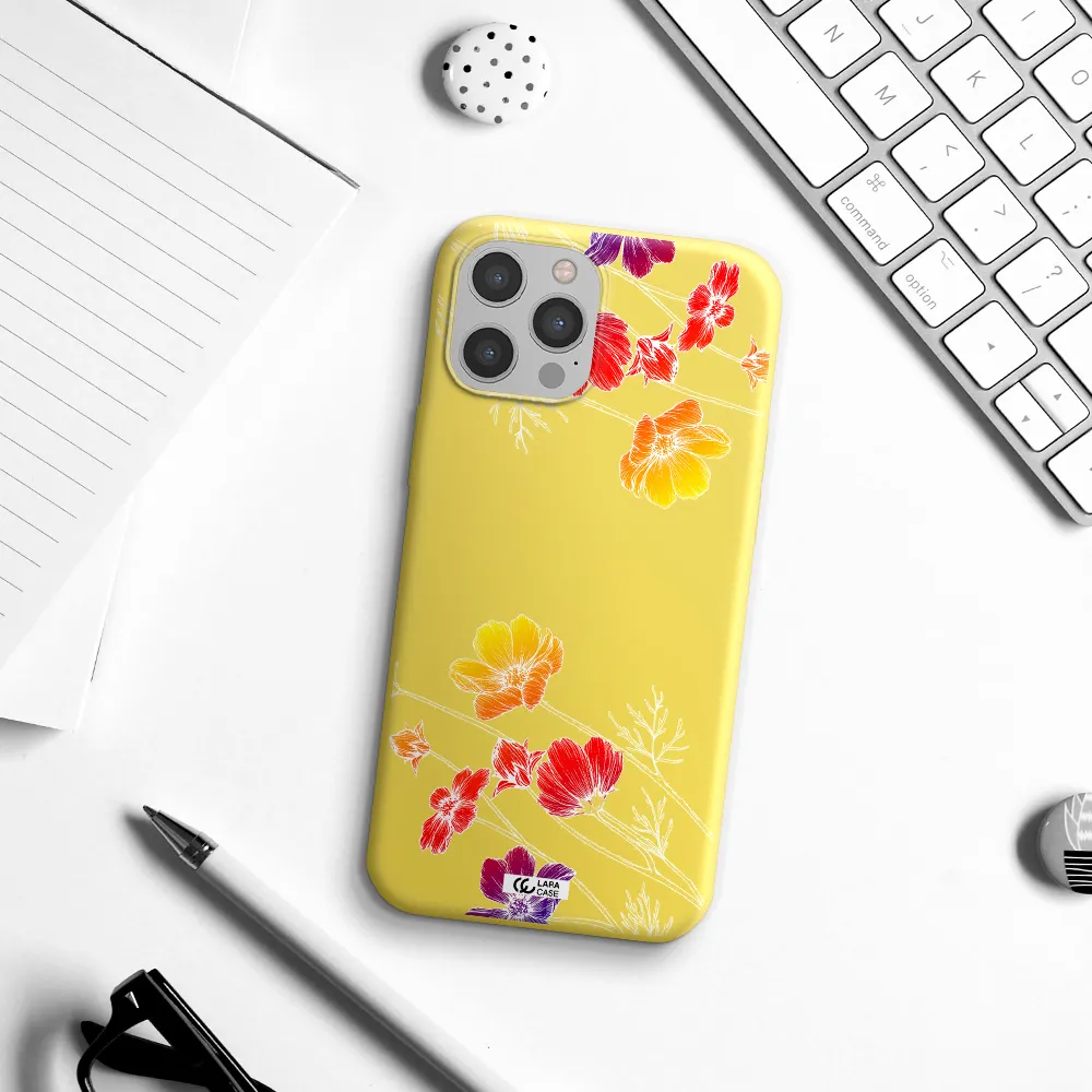 Hibiscus Flower Apple iPhone 12 pro max Silicone canary yellow Case