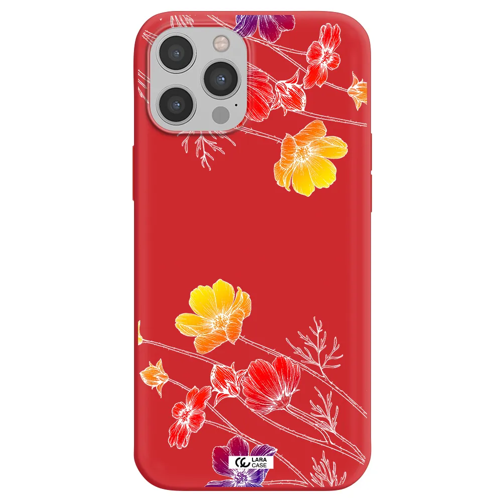 Hibiscus Flower Apple iPhone 12 pro max Silicone Imperial Red Case