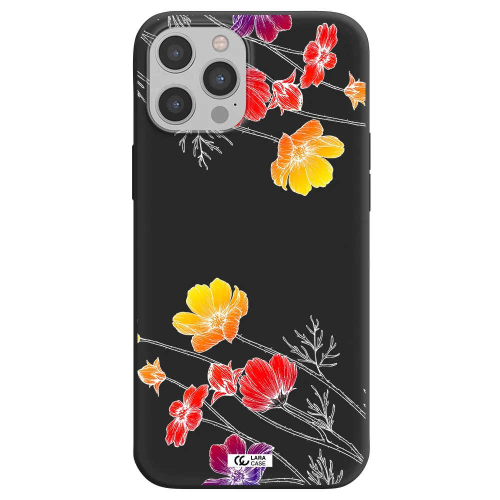 Hibiscus Flower Apple iPhone 12 pro Silicone black Case