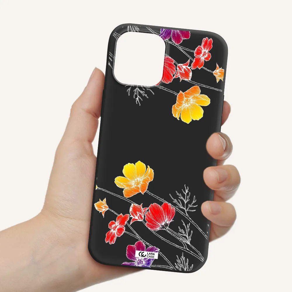 Hibiscus Flower Apple iPhone 12 pro Silicone black Case