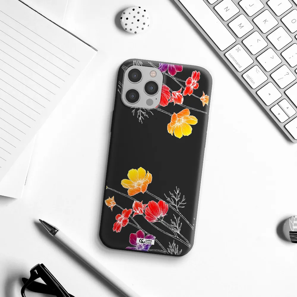 Hibiscus Flower Apple iPhone 12 pro Silicone black Case