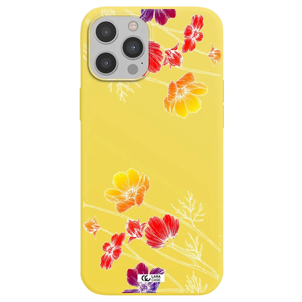 Hibiscus Flower Apple iPhone 12 pro Silicone canary yellow Case