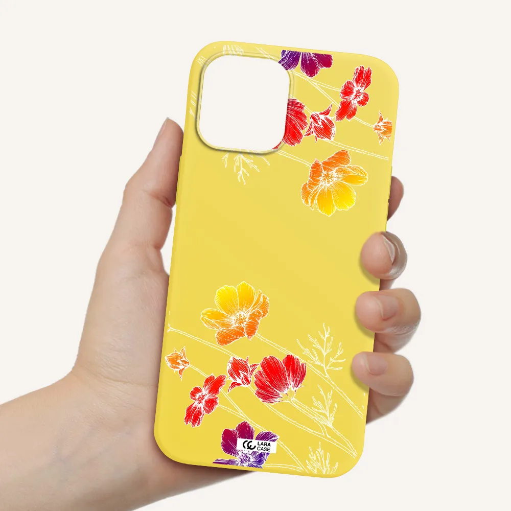 Hibiscus Flower Apple iPhone 12 pro Silicone canary yellow Case