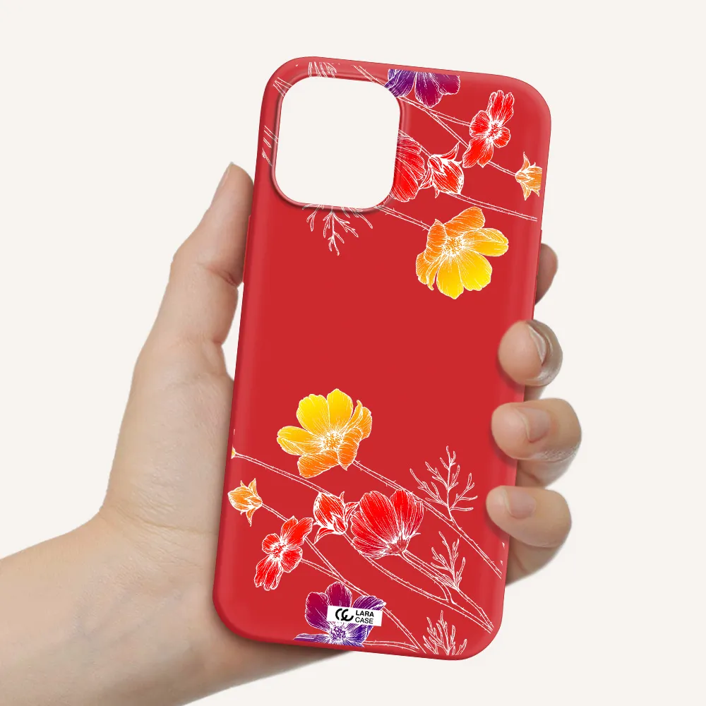 Hibiscus Flower Apple iPhone 12 pro Silicone Imperial Red Case