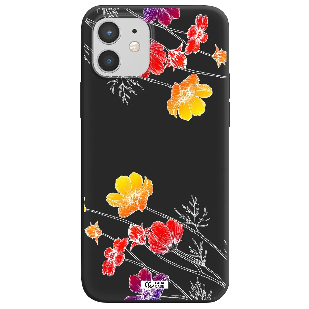 Hibiscus Flower Apple iPhone 12 Silicone black Case