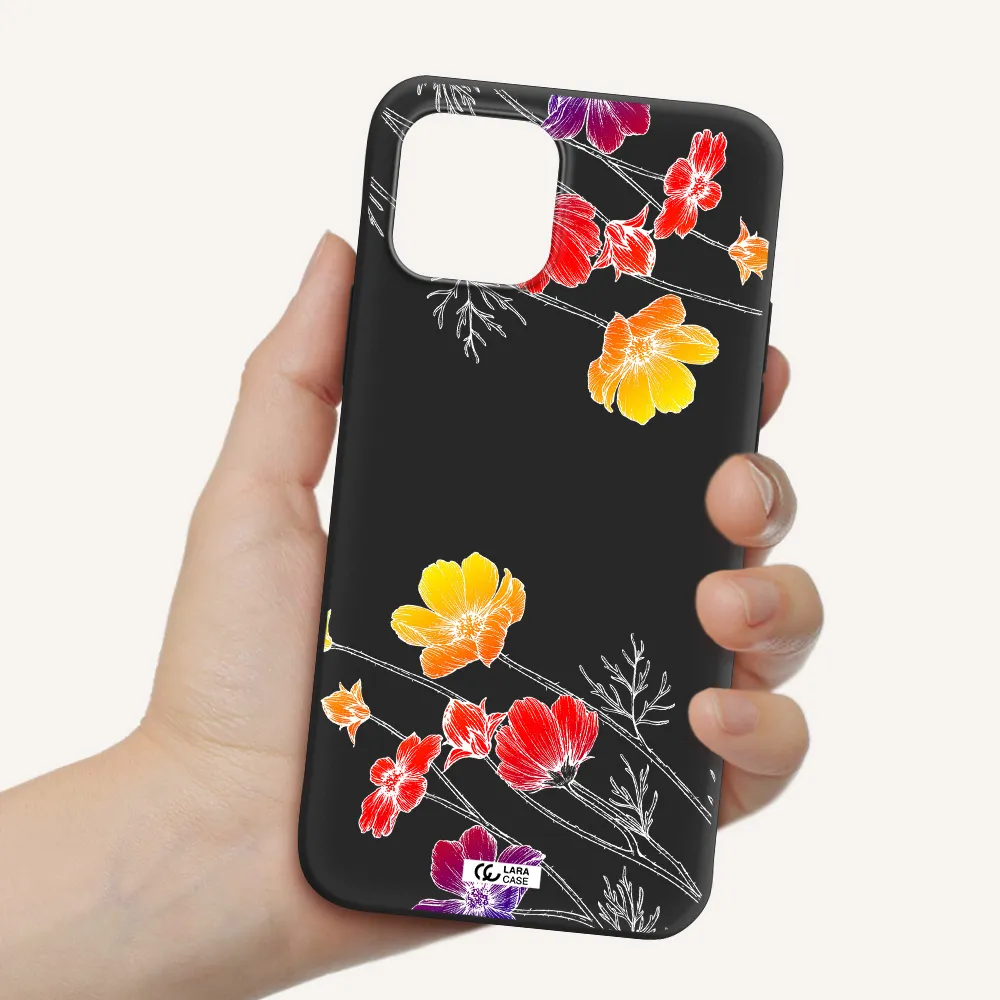 Hibiscus Flower Apple iPhone 12 Silicone black Case