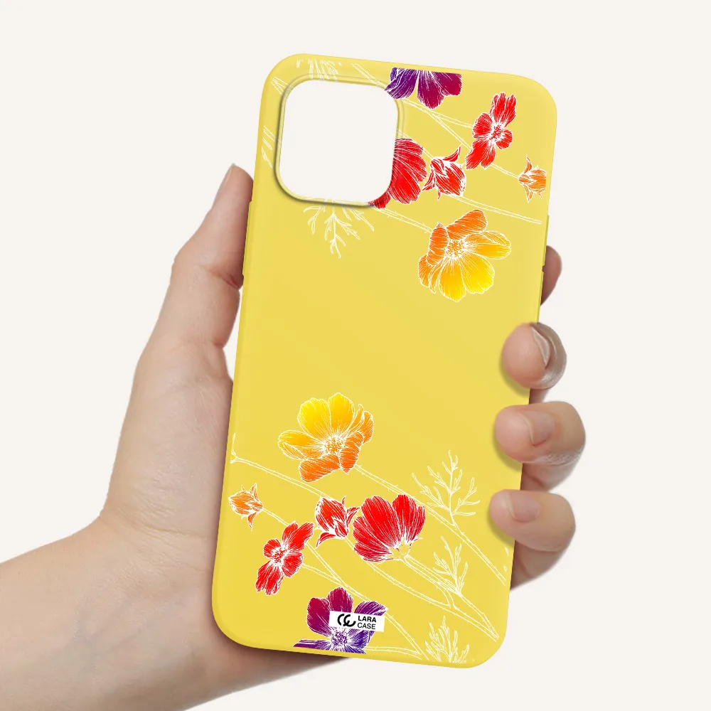 Hibiscus Flower Apple iPhone 12 Silicone canary yellow Case